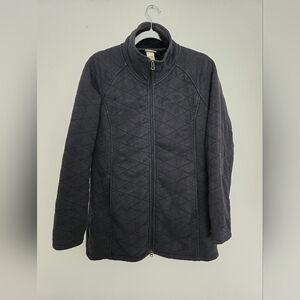L.L. Bean black quilted zip-up fleece lined jacket | size small